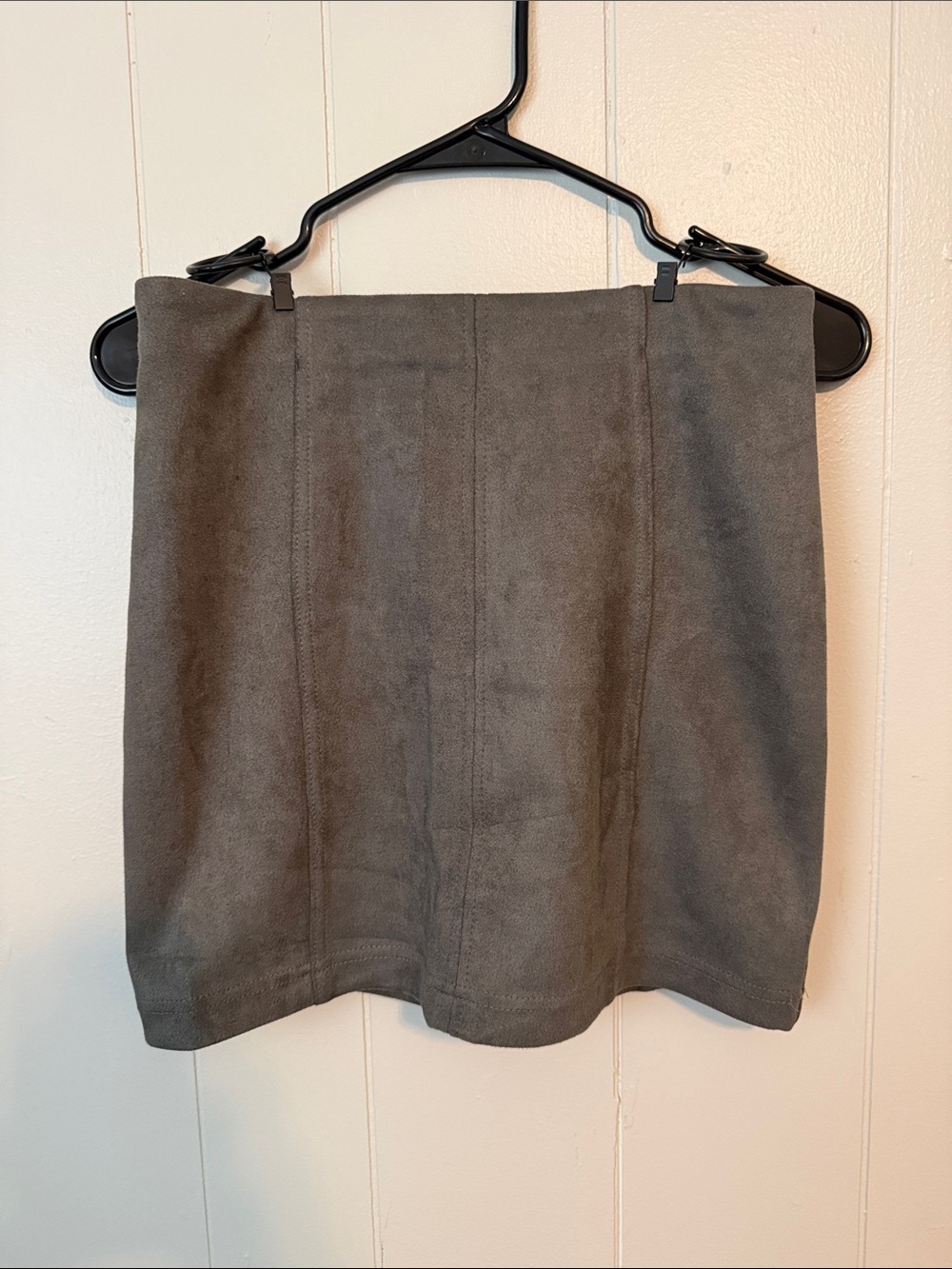 Shinestar Grey Suede-Look Mini Skirt